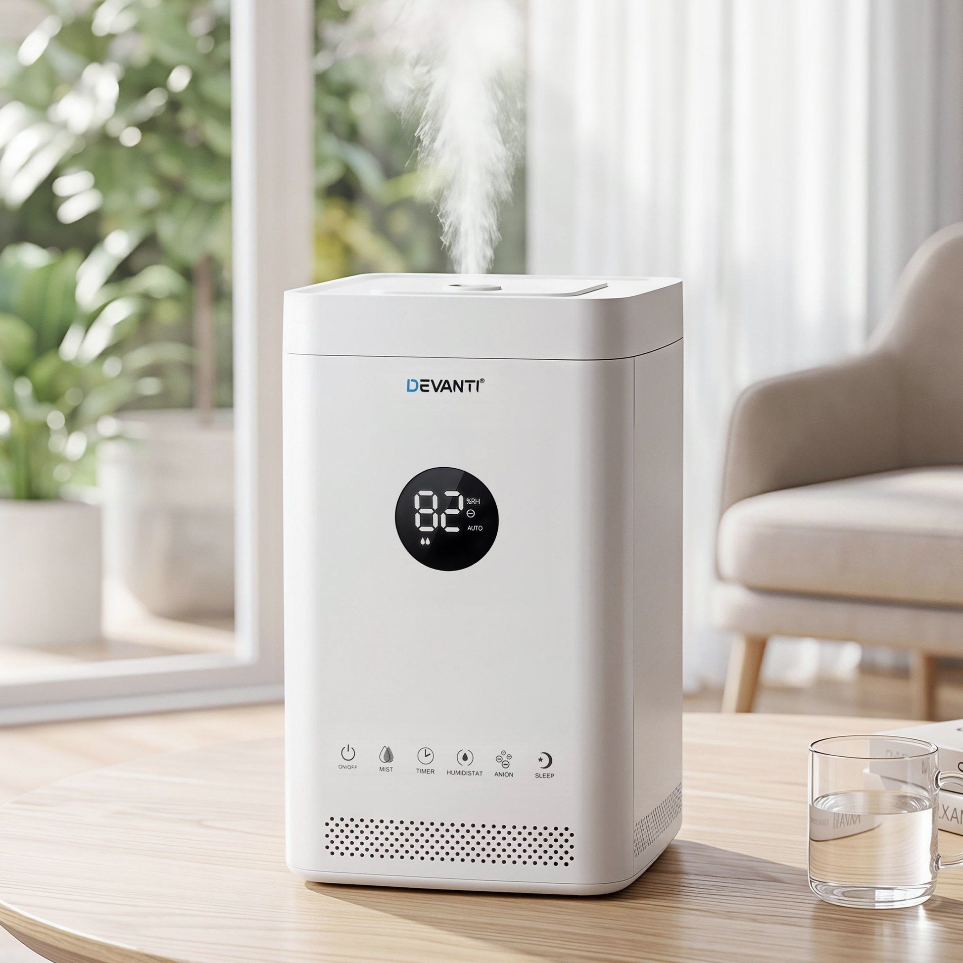Devanti Ultrasonic Humidifier Air Purifier Top Fill Auto Humidity 3.5L White HM-3Z5L-TOUCH-WH