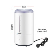 Devanti Ultrasonic Humidifier Aroma Diffuser Top Fill Quiet Bedroom 4L White HM-4L-TOUCH-WH