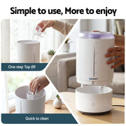 Devanti Ultrasonic Humidifier Aroma Diffuser Top Fill Quiet Bedroom 4L White HM-4L-TOUCH-WH