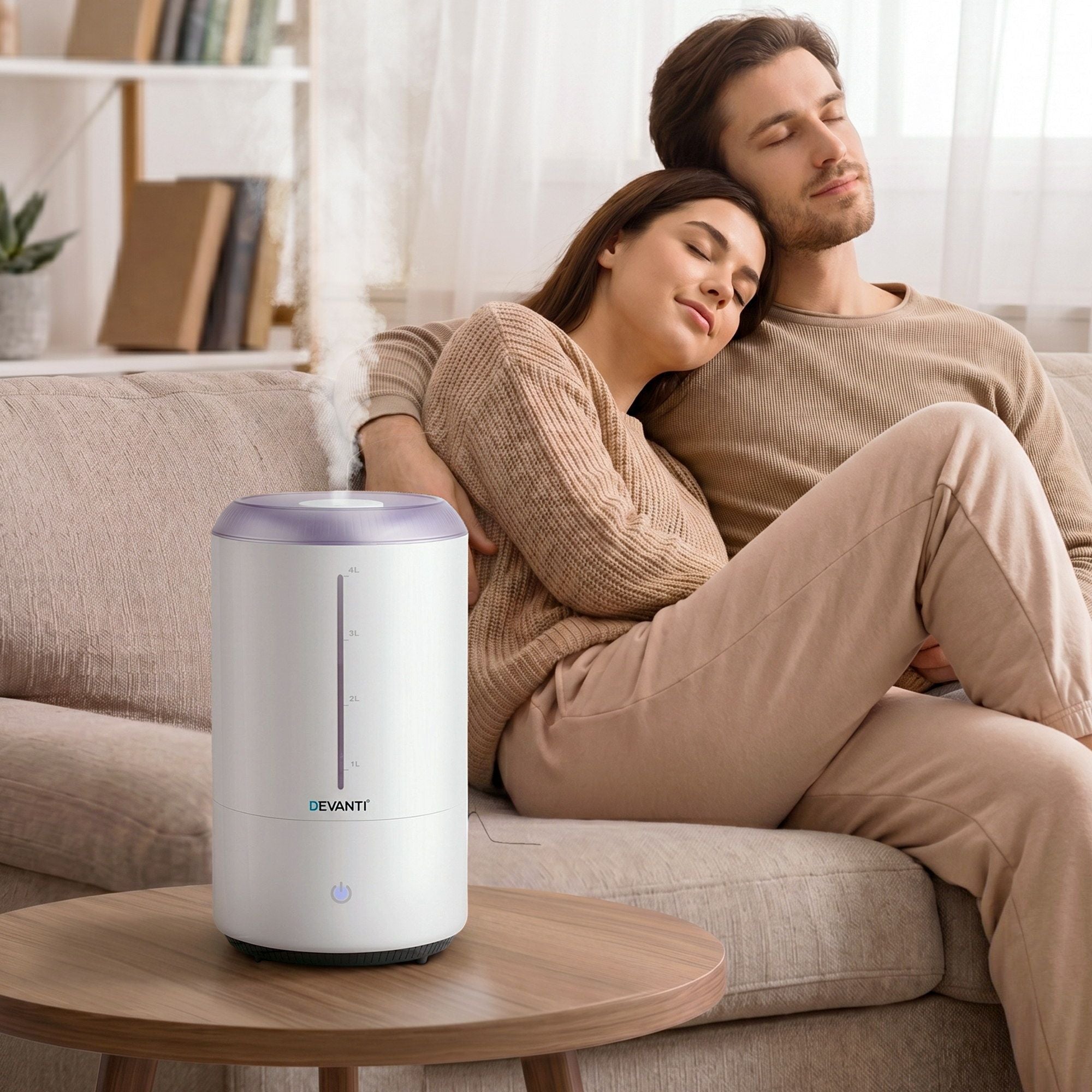 Devanti Ultrasonic Humidifier Aroma Diffuser Top Fill Quiet Bedroom 4L White HM-4L-TOUCH-WH