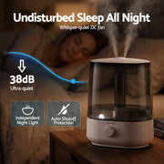 Devanti Ultrasonic Humidifier Aroma Diffuser Top Fill Quiet Bedroom 6L HM-6L-KNOB-WHBK