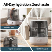 Devanti Ultrasonic Humidifier Aroma Diffuser Top Fill Quiet Bedroom 6L HM-6L-KNOB-WHBK