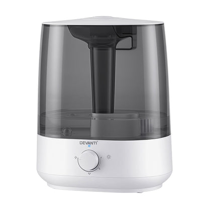 Devanti Ultrasonic Humidifier Aroma Diffuser Top Fill Quiet Bedroom 6L HM-6L-KNOB-WHBK
