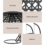 Gardeon Outdoor Swing Chair Hanging Rattan Patio Furniture Pod Stand Cushion 2 Seater HM-B-EGG-TAT-D-J-BKGR-AB