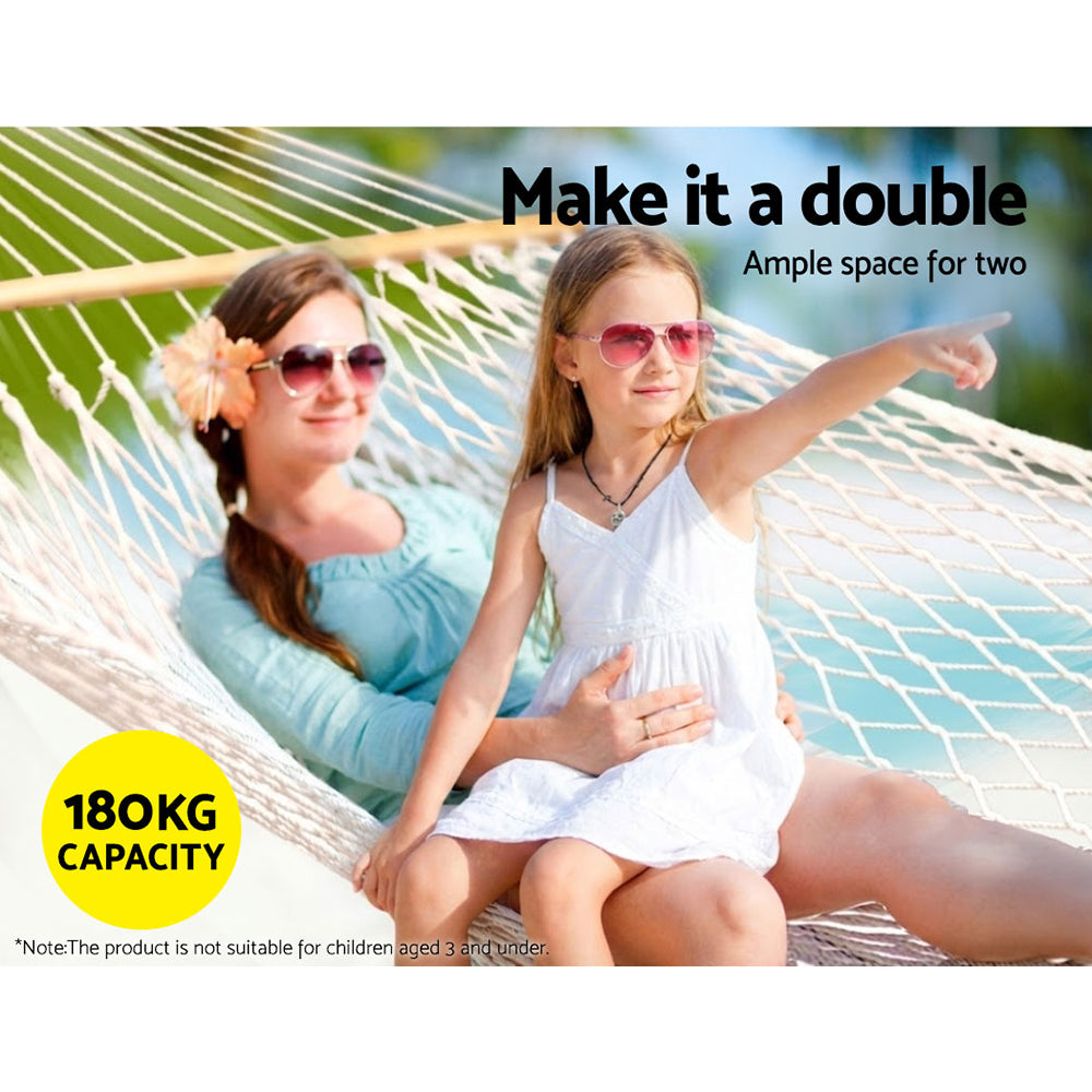Gardeon Hammock Bed Outdoor Chair Camping Hanging Hammocks Mesh 2 Person HM-BED-BAR-MES-D-CR
