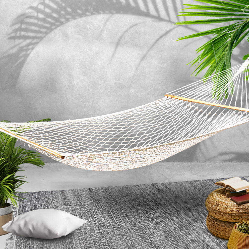 Gardeon Hammock Bed Outdoor Chair Camping Hanging Hammocks Mesh 2 Person HM-BED-BAR-MES-D-CR