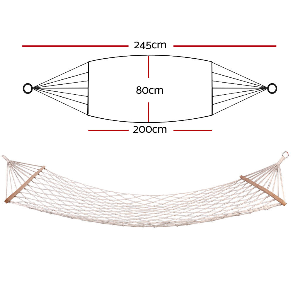 Gardeon Hammock Bed Outdoor Chair Camping Hammocks Hanging Mesh HM-BED-BAR-MES-S-CR