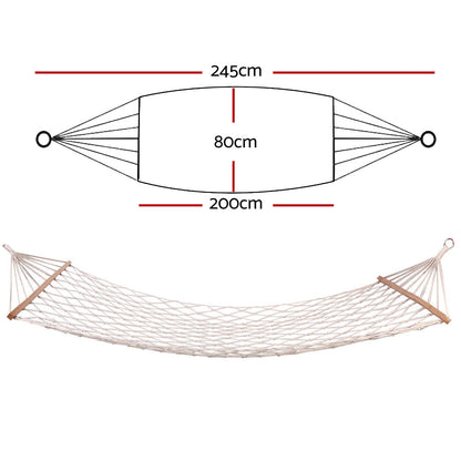 Gardeon Hammock Bed Outdoor Chair Camping Hammocks Hanging Mesh HM-BED-BAR-MES-S-CR