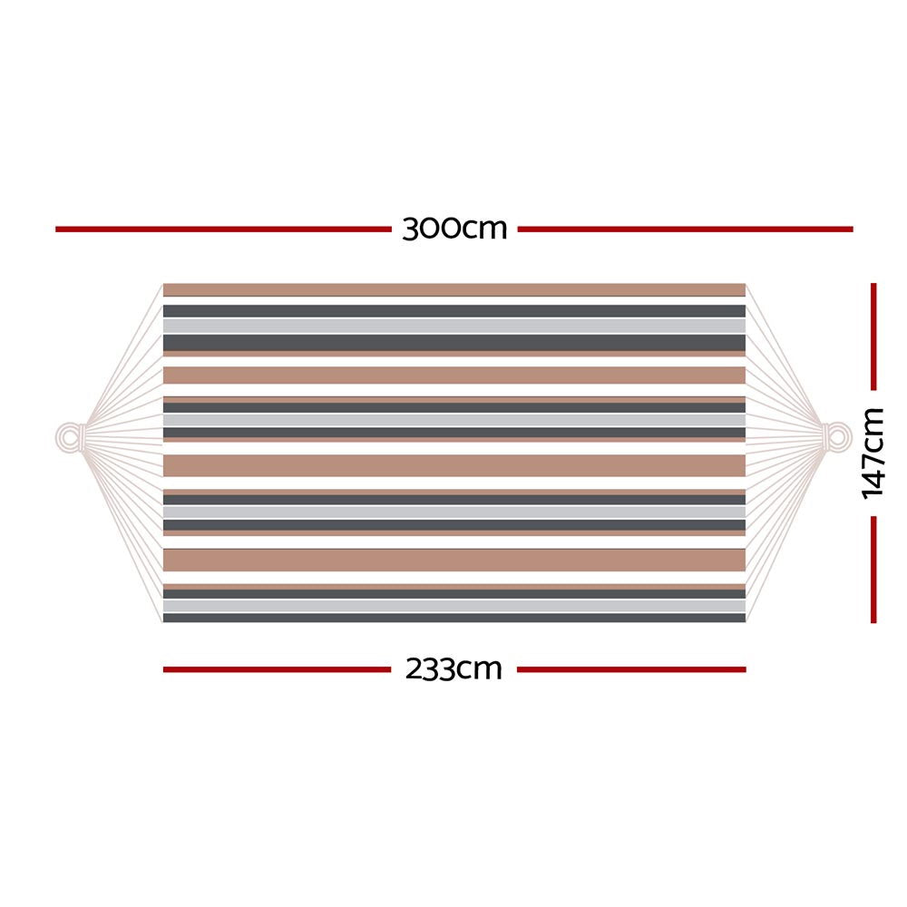 Gardeon Hammock Bed Outdoor Camping Hammocks Beige Grey HM-BED-BG-GY