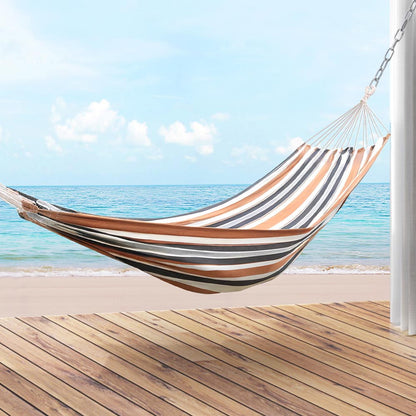 Gardeon Hammock Bed Outdoor Camping Hammocks Beige Grey HM-BED-BG-GY
