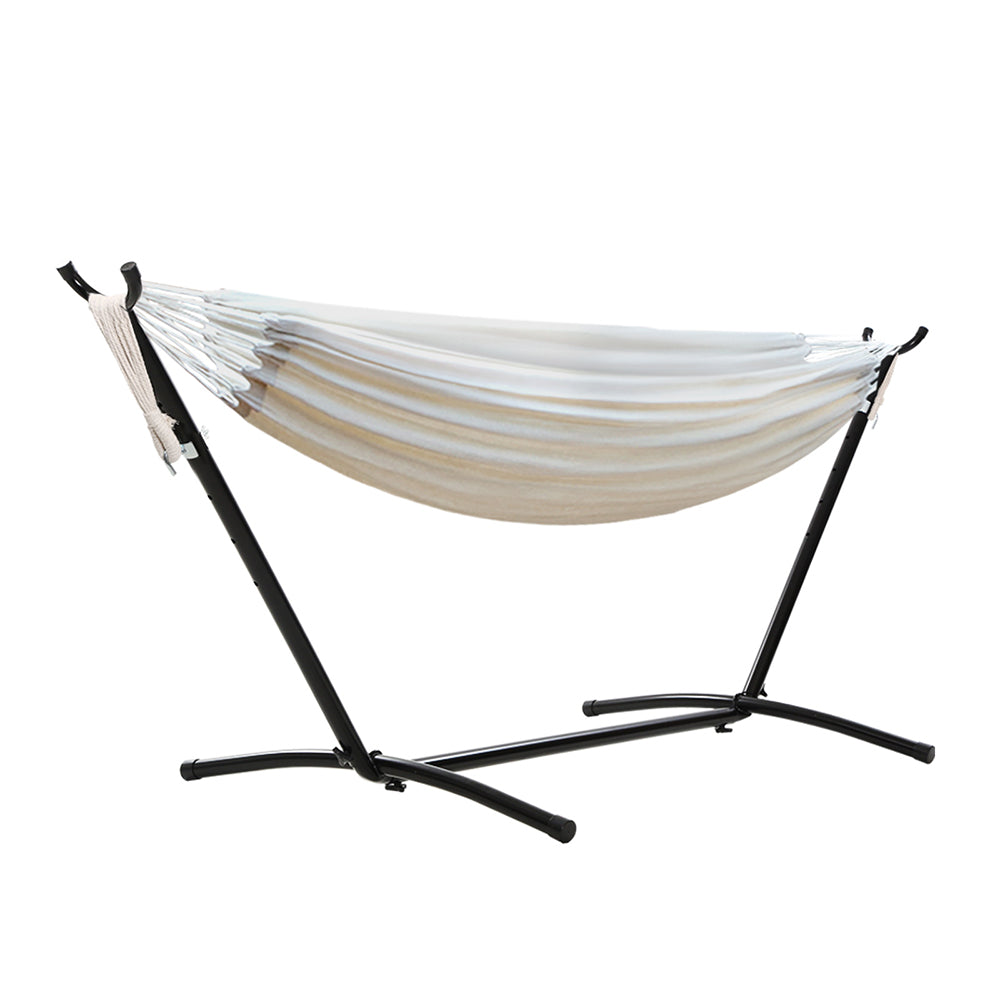 Gardeon Hammock Bed Camping Chair Outdoor Lounge Single Cotton with Stand HM-BED-KIT-C-S-CL