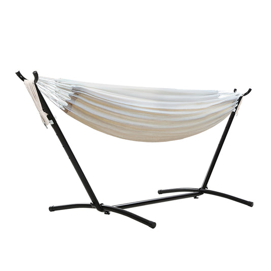 Gardeon Hammock Bed Camping Chair Outdoor Lounge Single Cotton with Stand HM-BED-KIT-C-S-CL
