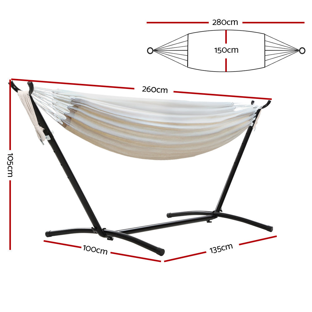 Gardeon Hammock Bed Camping Chair Outdoor Lounge Single Cotton with Stand HM-BED-KIT-C-S-CL