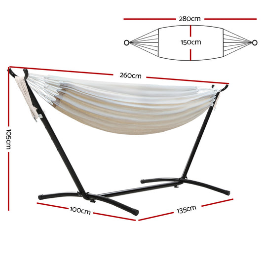 Gardeon Hammock Bed Camping Chair Outdoor Lounge Single Cotton with Stand HM-BED-KIT-C-S-CL