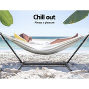 Gardeon Hammock Bed Camping Chair Outdoor Lounge Single Cotton with Stand HM-BED-KIT-C-S-CL