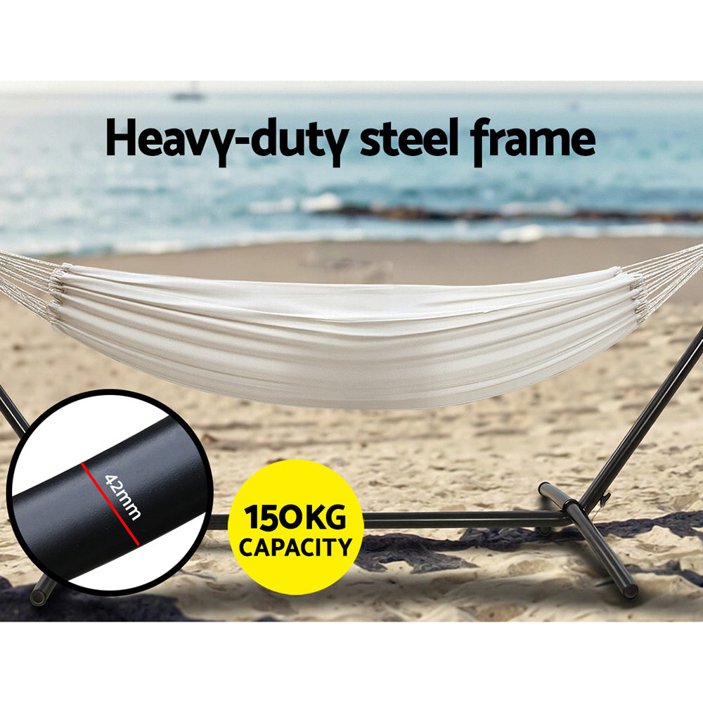 Gardeon Hammock Bed Camping Chair Outdoor Lounge Single Cotton with Stand HM-BED-KIT-C-S-CL