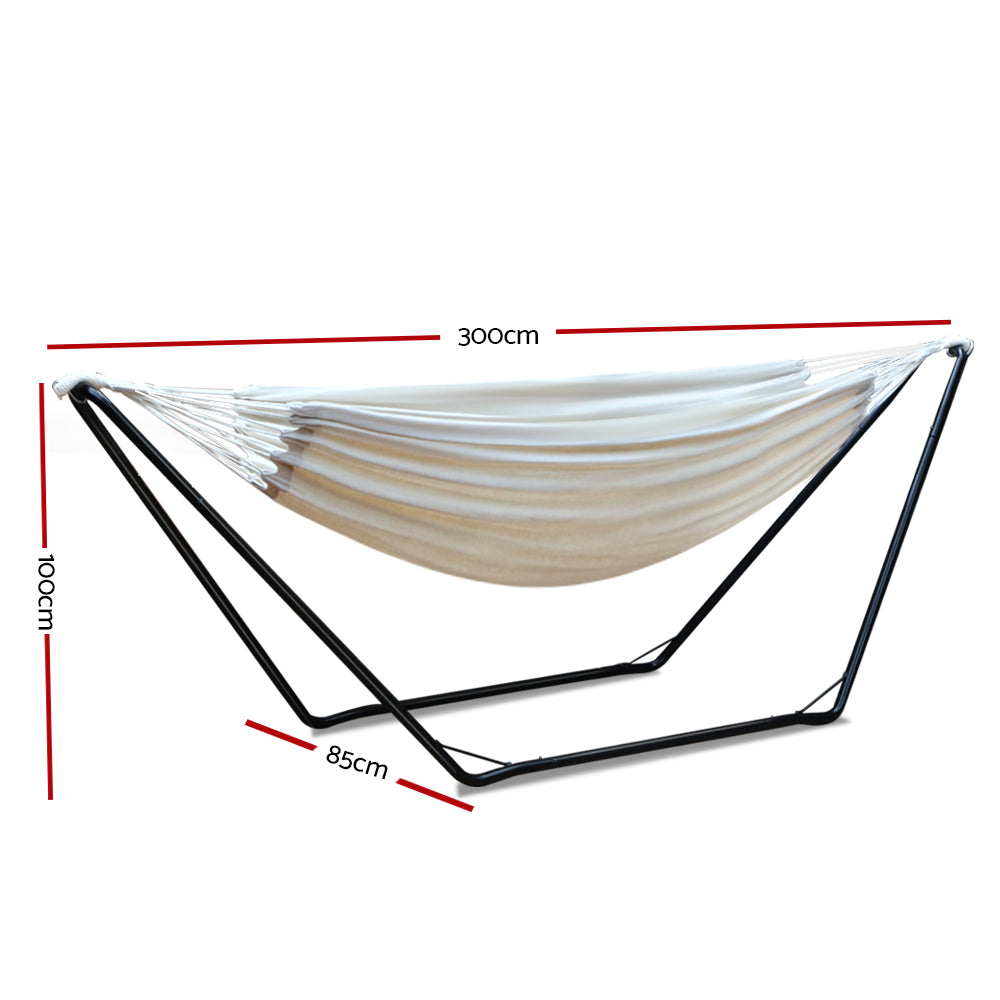 Gardeon Hammock Bed with Stand Outdoor Camping Hammocks Steel Frame HM-BED-KIT-U-S-CREAM