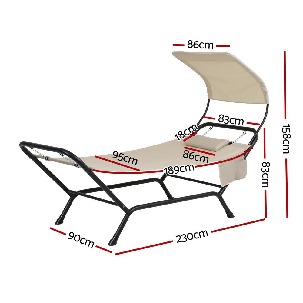 Gardeon Hammock Bed w/ Stand Sun Lounge Chair Beige HM-BED-LOUN-BG