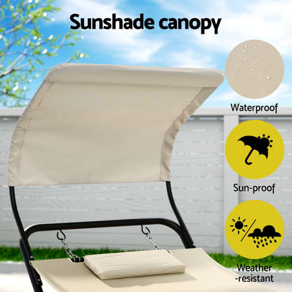 Gardeon Hammock Bed w/ Stand Sun Lounge Chair Beige HM-BED-LOUN-BG