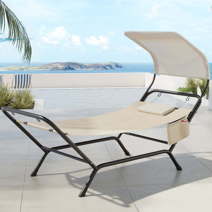 Gardeon Hammock Bed w/ Stand Sun Lounge Chair Beige HM-BED-LOUN-BG