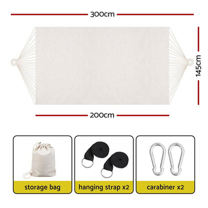 Gardeon Hammock Bed w/ Travel Bag Outdoor Lounge Chair Cream HM-BED-PORT-CREAM