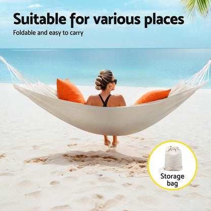 Gardeon Hammock Bed w/ Travel Bag Outdoor Lounge Chair Cream HM-BED-PORT-CREAM