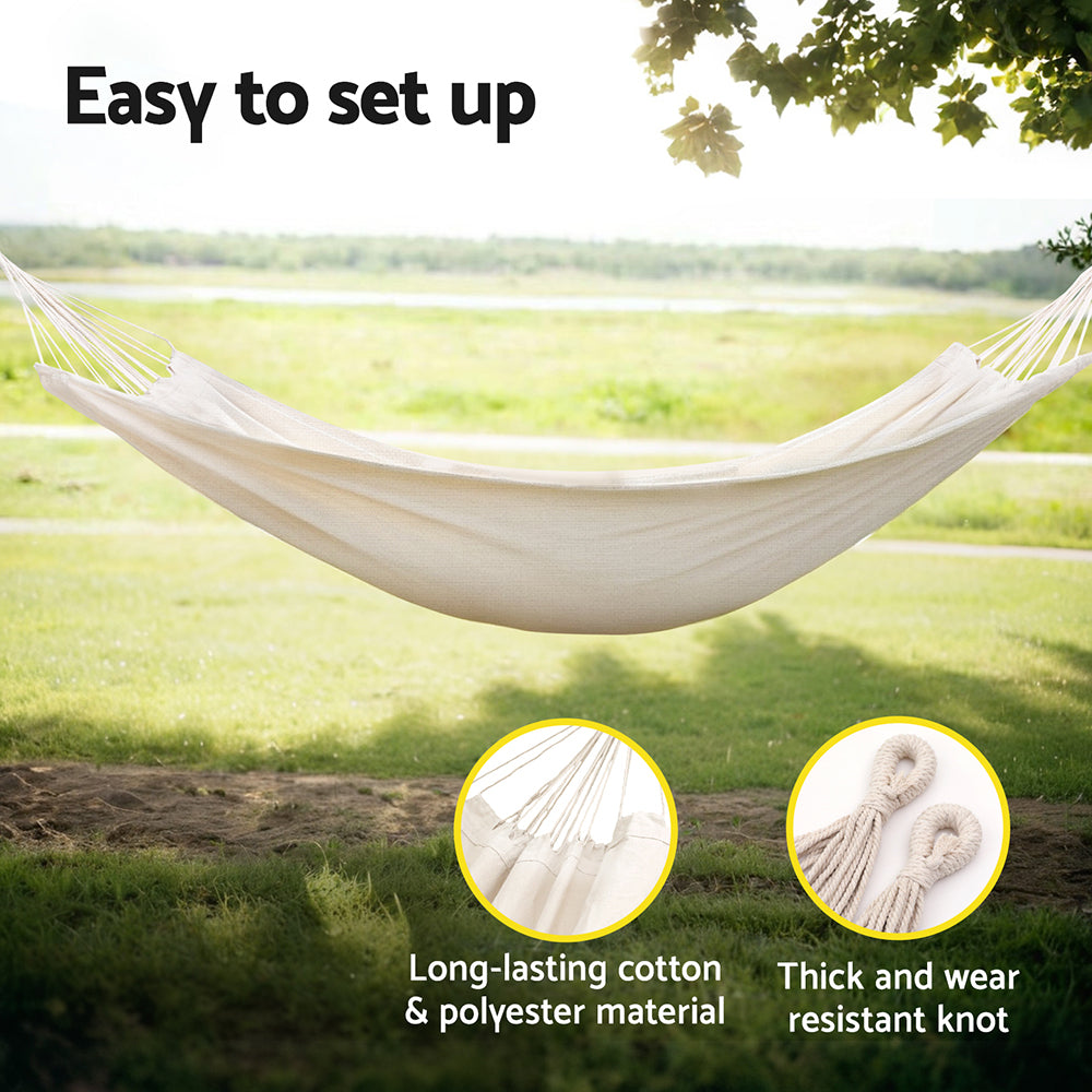 Gardeon Hammock Bed w/ Travel Bag Outdoor Lounge Chair Cream HM-BED-PORT-CREAM