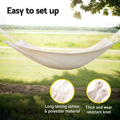 Gardeon Hammock Bed w/ Travel Bag Outdoor Lounge Chair Cream HM-BED-PORT-CREAM