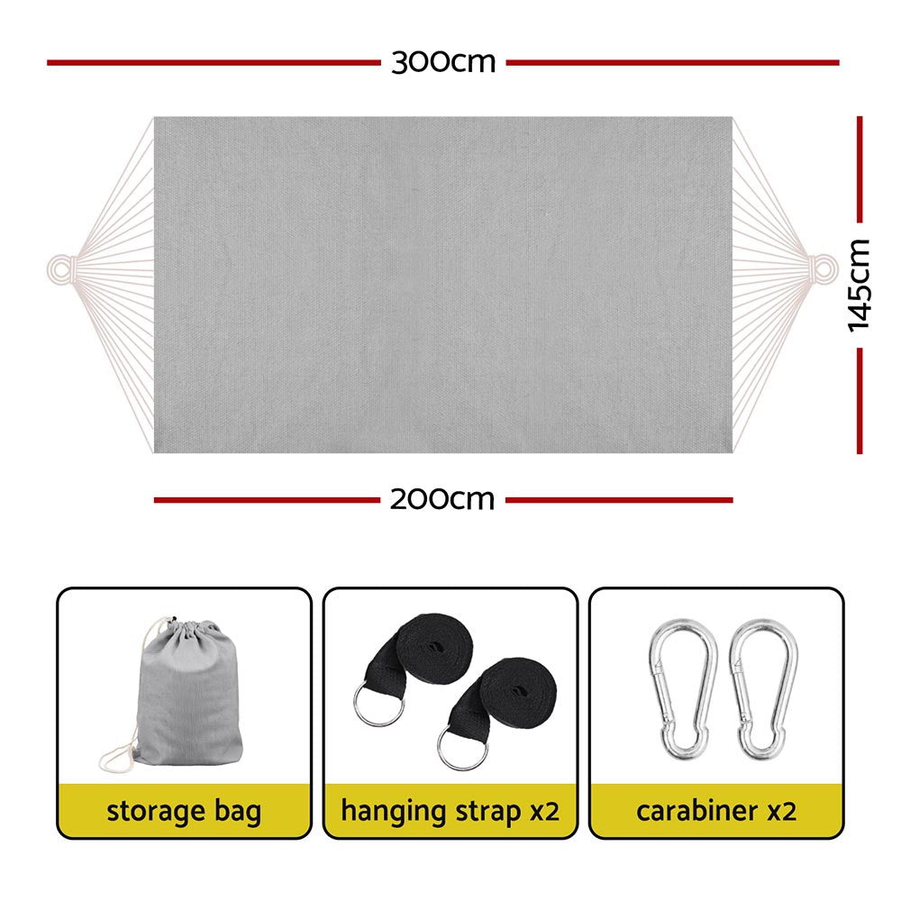 Gardeon Hammock Bed w/ Travel Bag Outdoor Lounge Chair Grey HM-BED-PORT-GREY