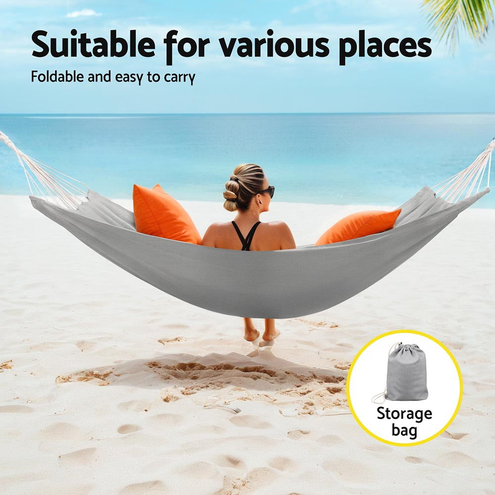 Gardeon Hammock Bed w/ Travel Bag Outdoor Lounge Chair Grey HM-BED-PORT-GREY