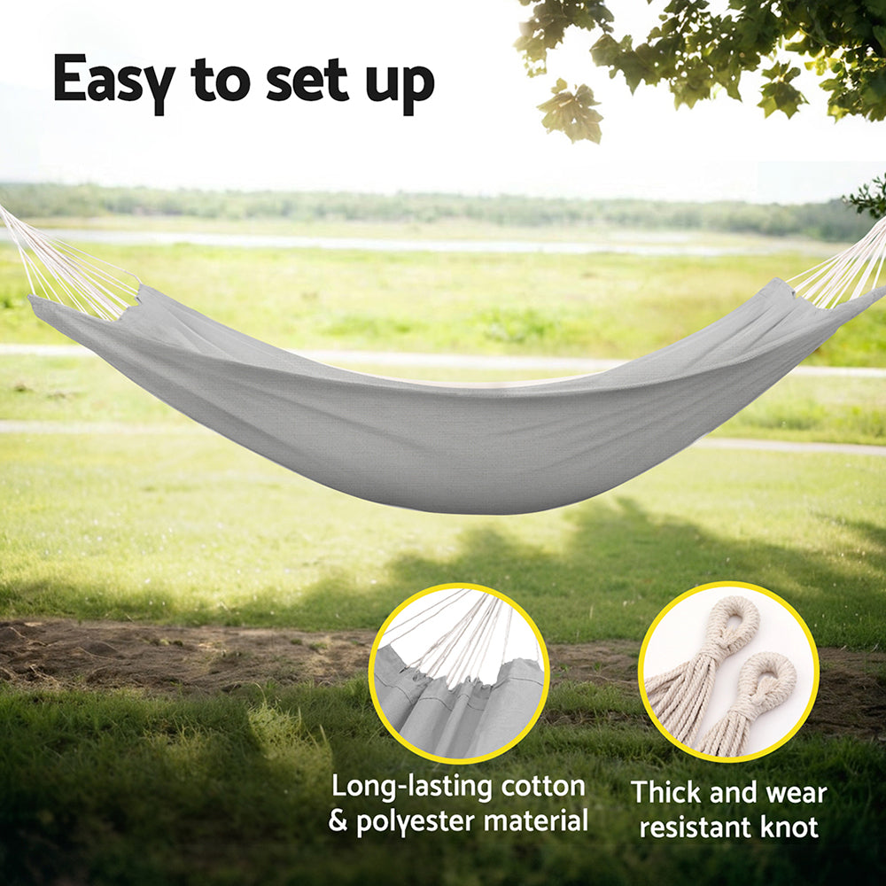Gardeon Hammock Bed w/ Travel Bag Outdoor Lounge Chair Grey HM-BED-PORT-GREY
