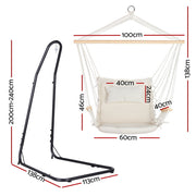 Gardeon Hammock Chair with Heavy Duty Steel Stand HM-CHAIR-ARM-CREAM-A