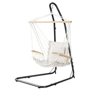 Gardeon Hammock Chair with Heavy Duty Steel Stand HM-CHAIR-ARM-CREAM-A