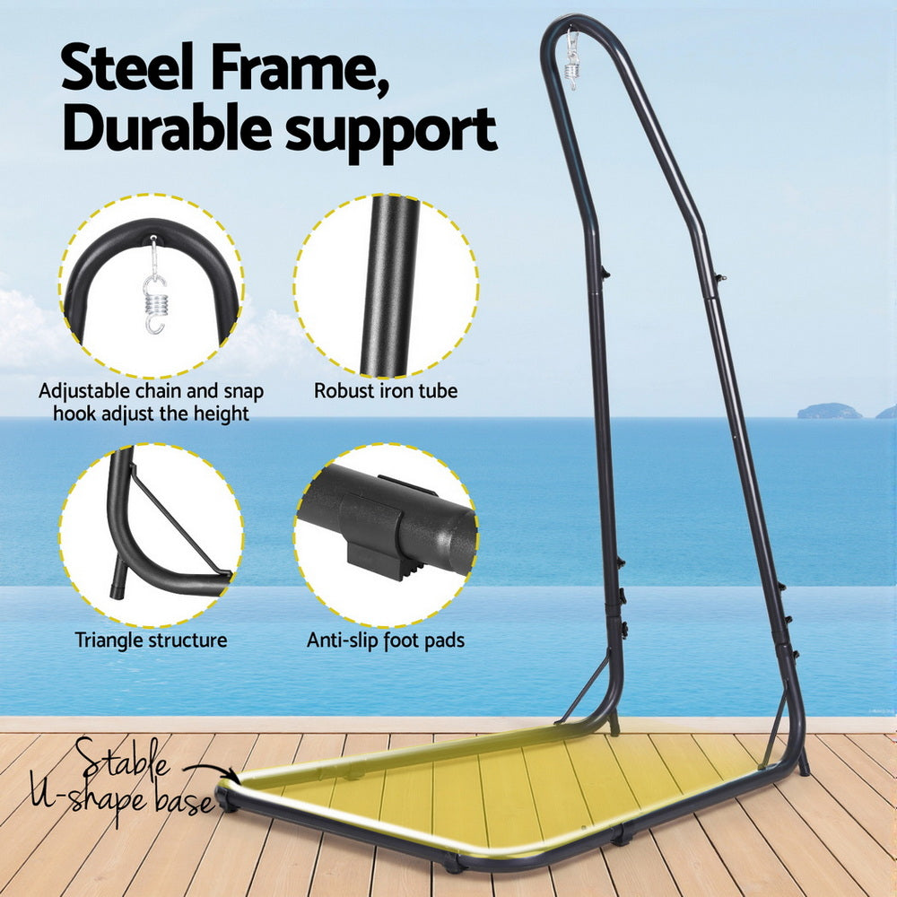 Gardeon Hammock Chair with Heavy Duty Steel Stand HM-CHAIR-ARM-CREAM-A