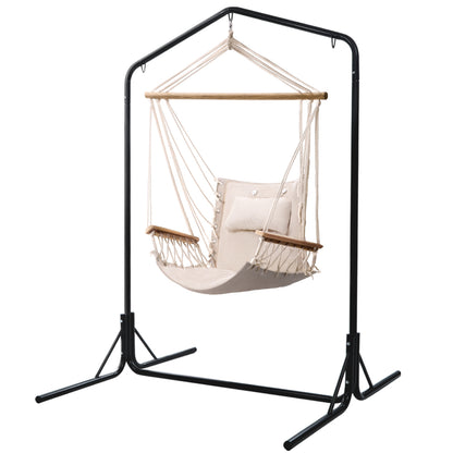 Gardeon Outdoor Hammock Chair with Stand Swing Hanging Hammock Garden Cream HM-CHAIR-ARM-CREAM-U