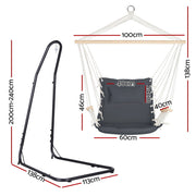 Gardeon Hammock Chair with Heavy Duty Steel Stand HM-CHAIR-ARM-GREY-A