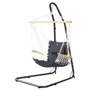 Gardeon Hammock Chair with Heavy Duty Steel Stand HM-CHAIR-ARM-GREY-A