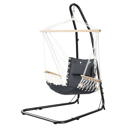 Gardeon Hammock Chair with Heavy Duty Steel Stand HM-CHAIR-ARM-GREY-A