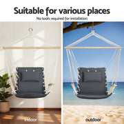 Gardeon Hammock Chair with Heavy Duty Steel Stand HM-CHAIR-ARM-GREY-A