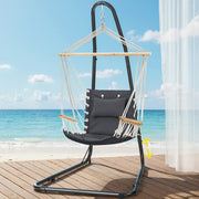 Gardeon Hammock Chair with Heavy Duty Steel Stand HM-CHAIR-ARM-GREY-A