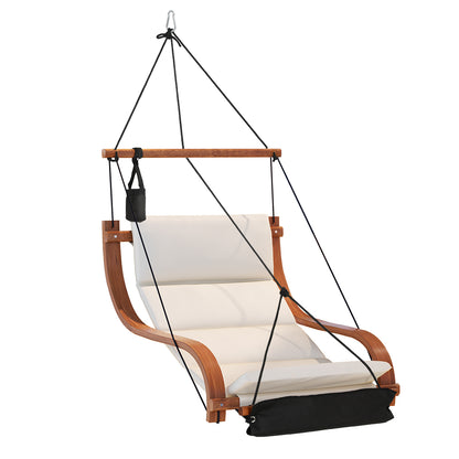 Gardeon Hammock Chair Wooden Hanging Indoor Outdoor Lounge Patio HM-CHAIR-ARM105-CREAM