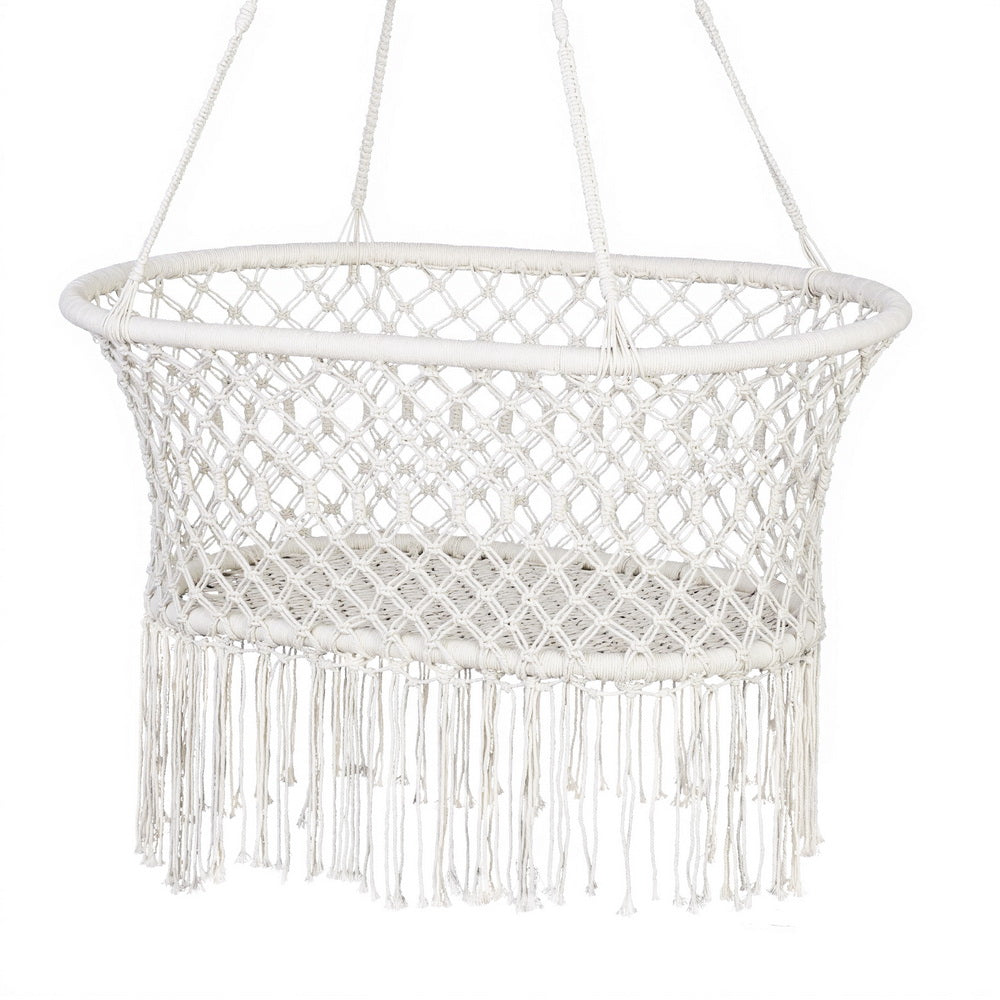 Gardeon Hammock Chair Cotton Swing Chair Outdoor Indoor Cream HM-CHAIR-BABY-CREAM