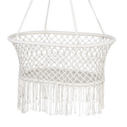 Gardeon Hammock Chair Cotton Swing Chair Outdoor Indoor Cream HM-CHAIR-BABY-CREAM