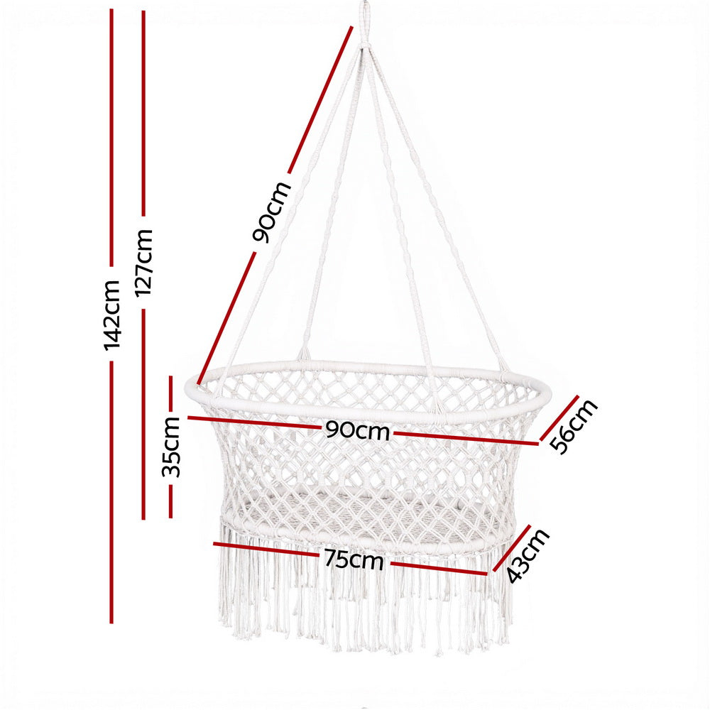 Gardeon Hammock Chair Cotton Swing Chair Outdoor Indoor Cream HM-CHAIR-BABY-CREAM