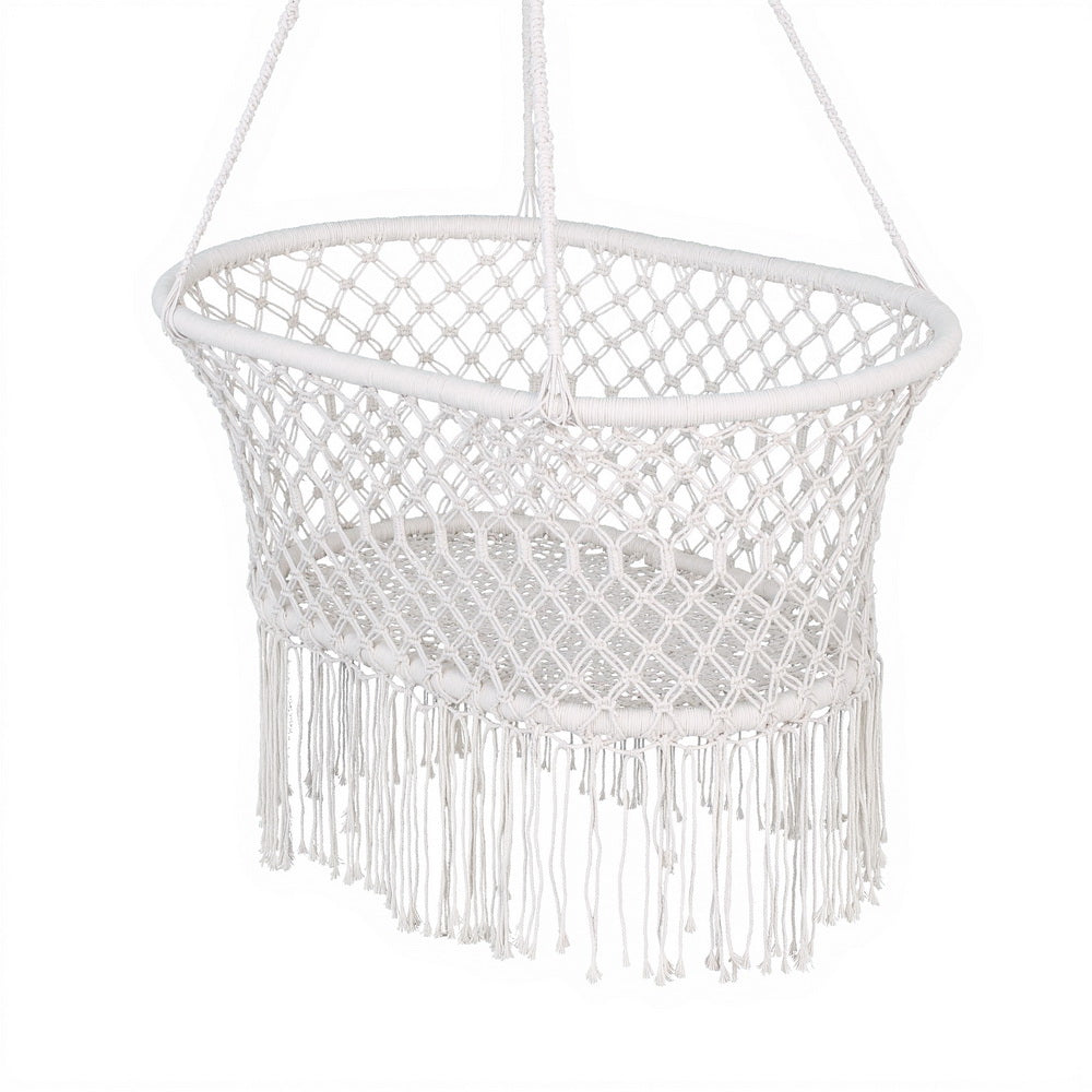 Gardeon Hammock Chair Cotton Swing Chair Outdoor Indoor Cream HM-CHAIR-BABY-CREAM