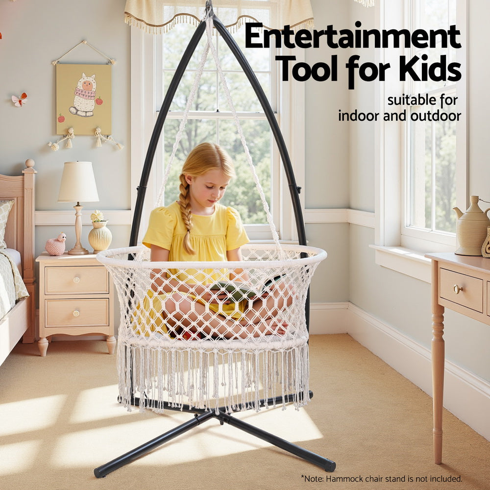 Gardeon Hammock Chair Cotton Swing Chair Outdoor Indoor Cream HM-CHAIR-BABY-CREAM