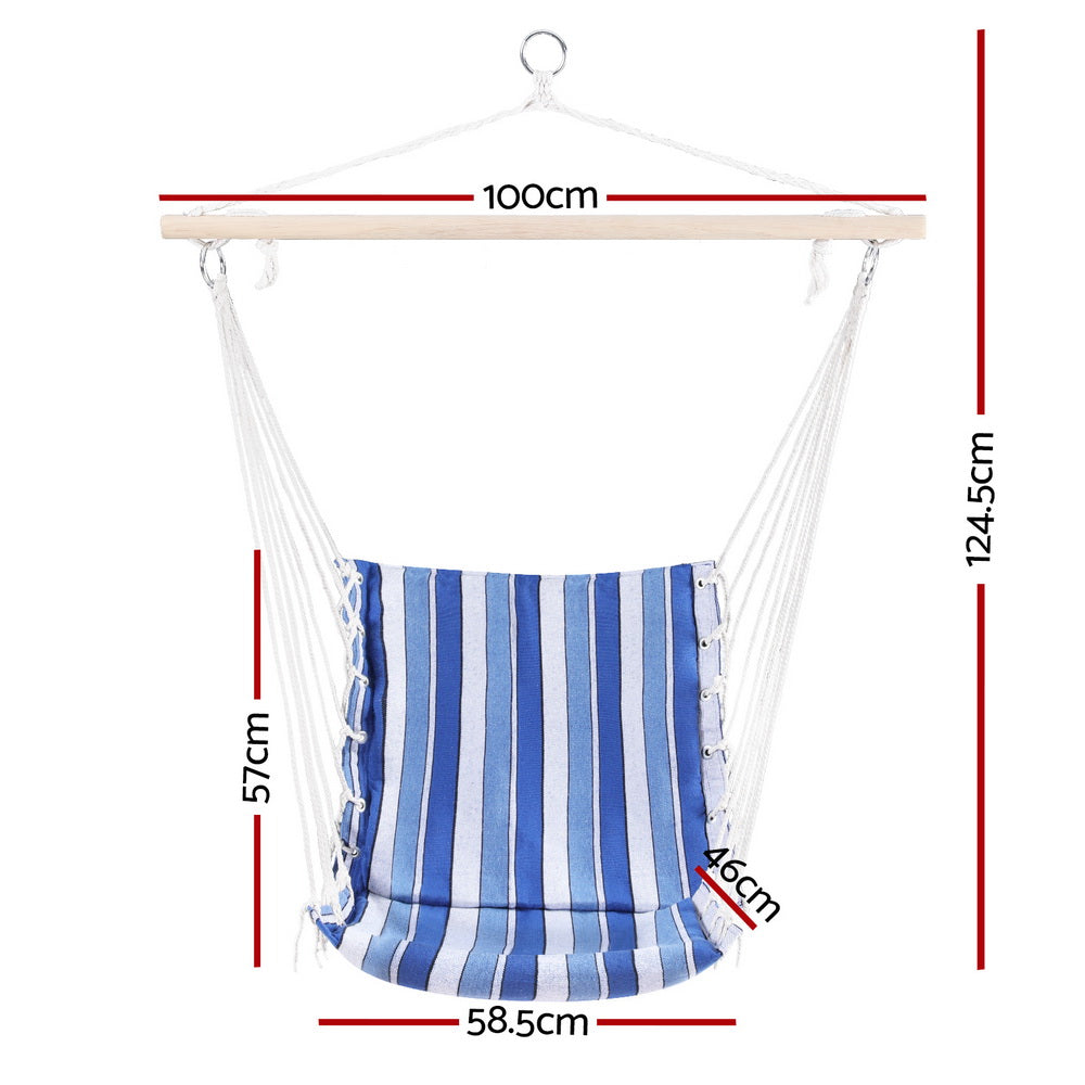 Gardeon Hammock Chair Swing Camping Blue HM-CHAIR-BLUE