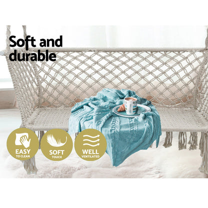 Gardeon Hammock Chair Outdoor Portable Camping Hammocks 2 Person Cream HM-CHAIR-DOU-CREAM