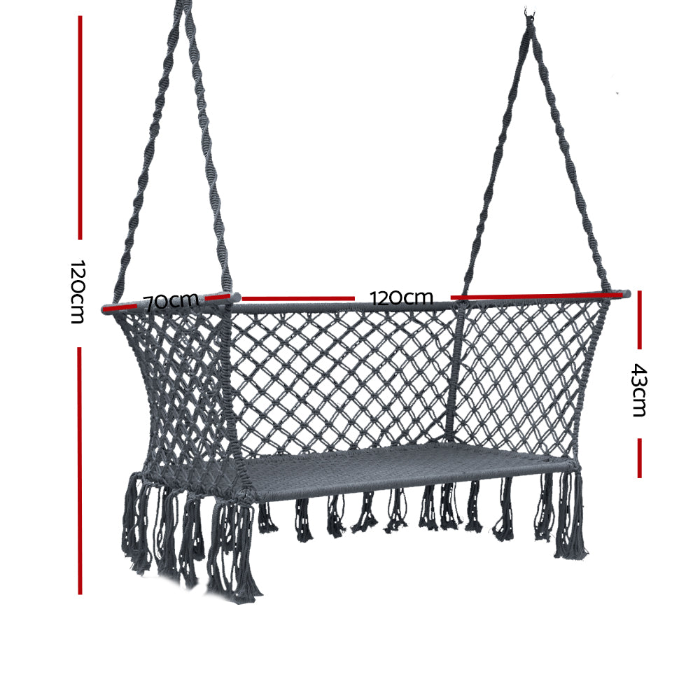 Gardeon Hammock Chair Outdoor Portable Camping Hammocks 2 Person Grey HM-CHAIR-DOU-GREY