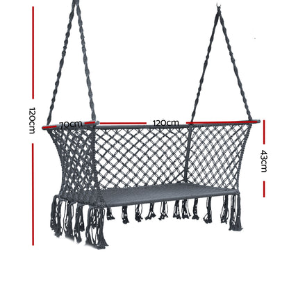 Gardeon Hammock Chair Outdoor Portable Camping Hammocks 2 Person Grey HM-CHAIR-DOU-GREY